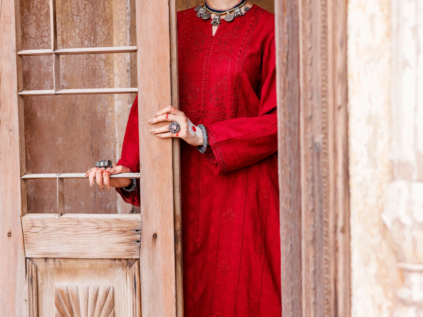 Red Lino Kara Kurti - AWP-LK-707A - Image 3