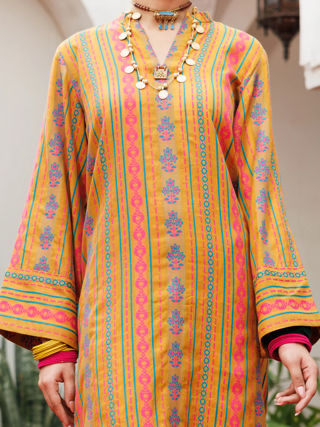 Mustard Yarn Dyed Tunic - AWP-LK-722 - Image 3