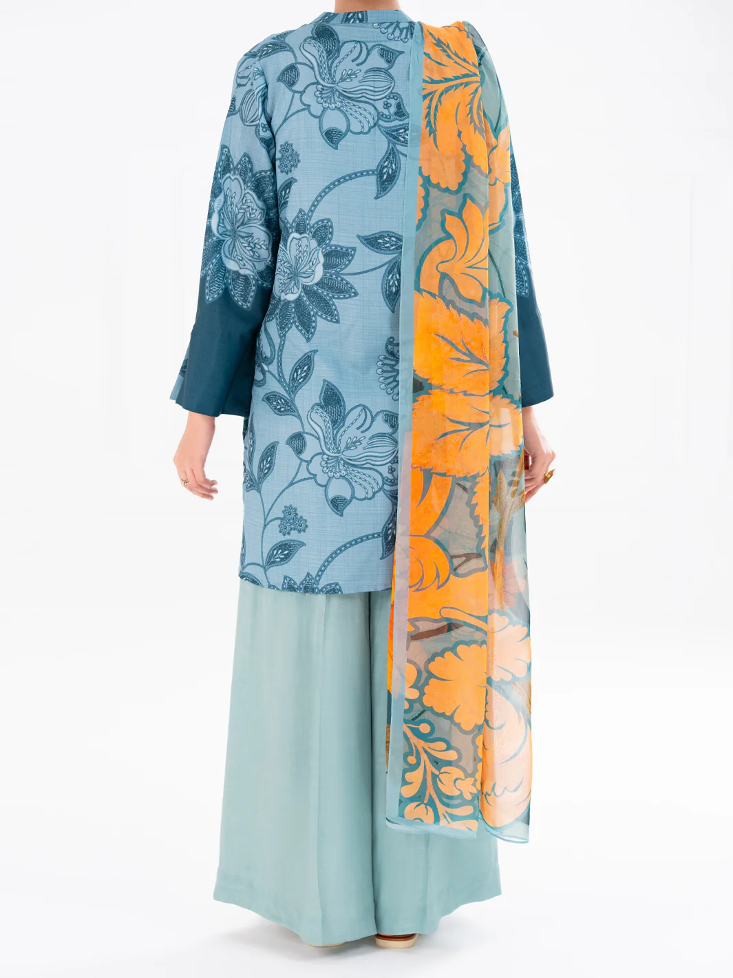 Aqua Blue Poly Cambric 2Pc Unstitched - AWP-LKD-840 - Image 2