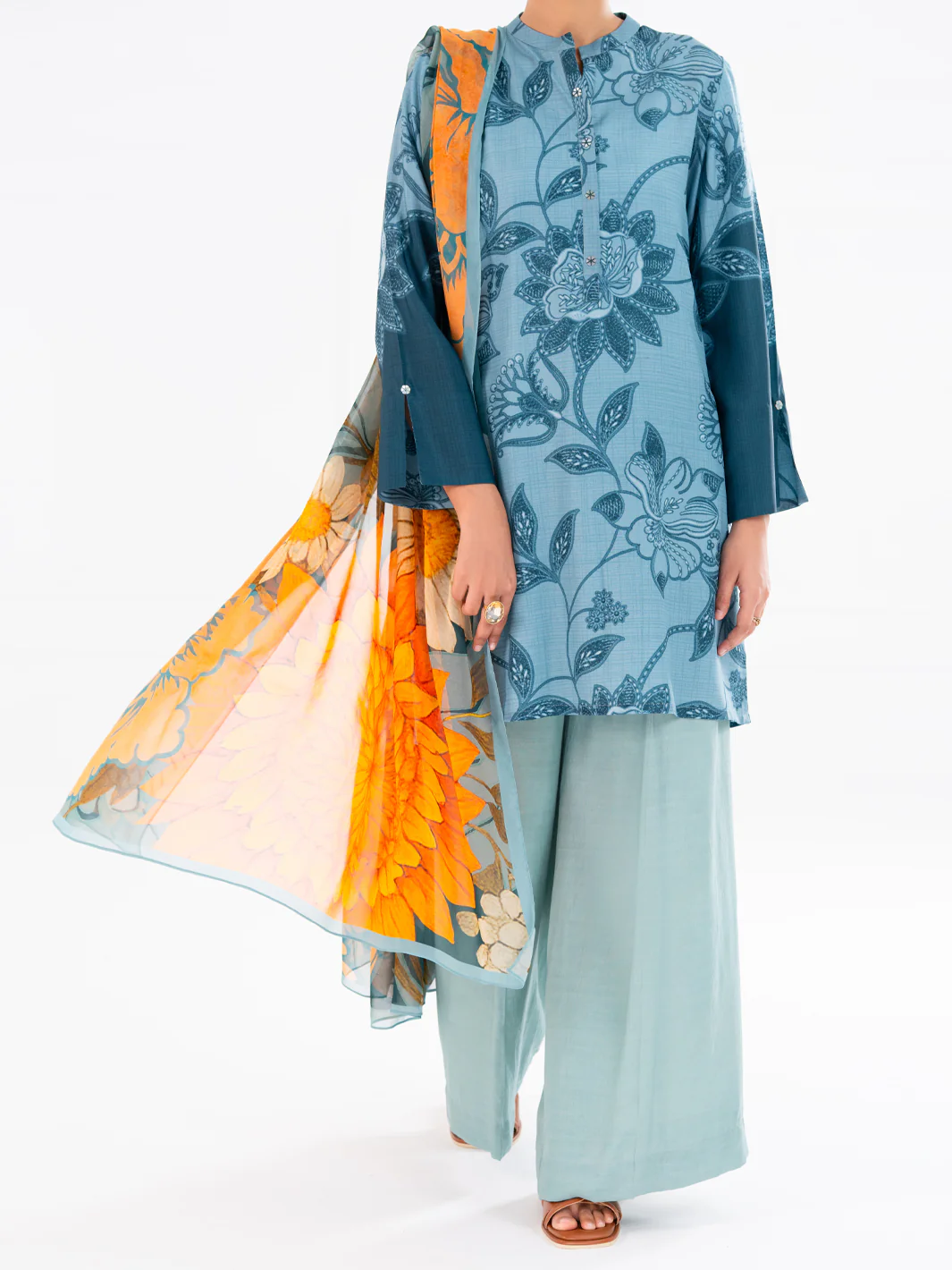 Aqua Blue Poly Cambric 2Pc Unstitched - AWP-LKD-840 - Image 6