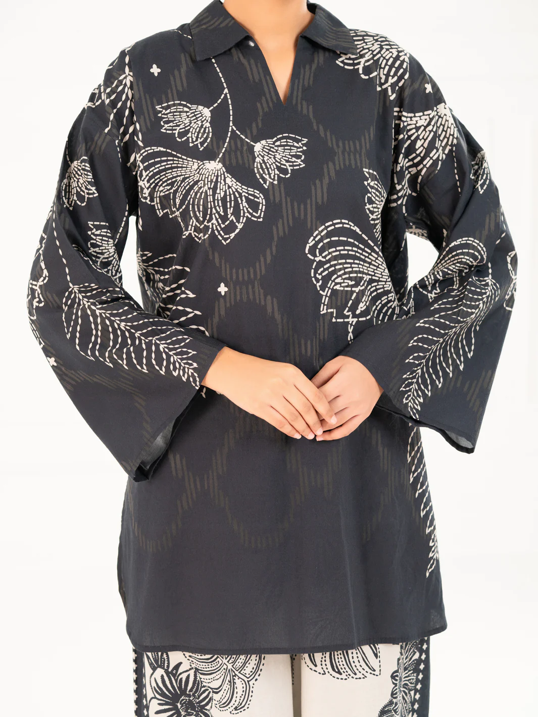 Black Cambric Kurti - AWP-SLK-844 - Image 3