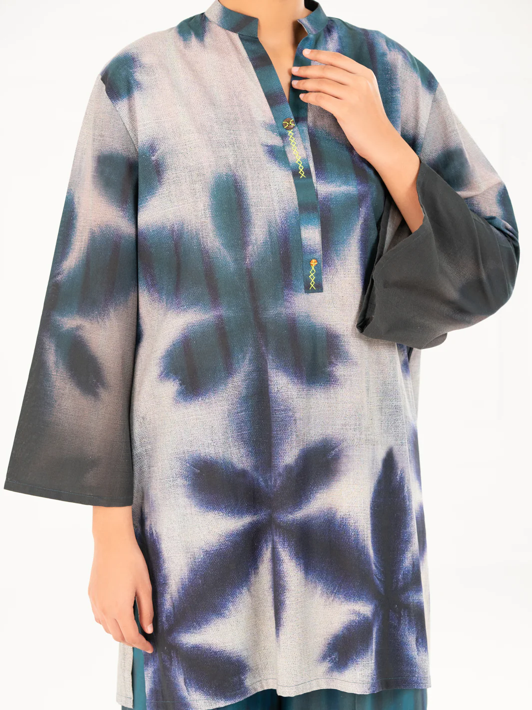 Teal Cambric Kurti - AWP-SLK-847 - Image 3