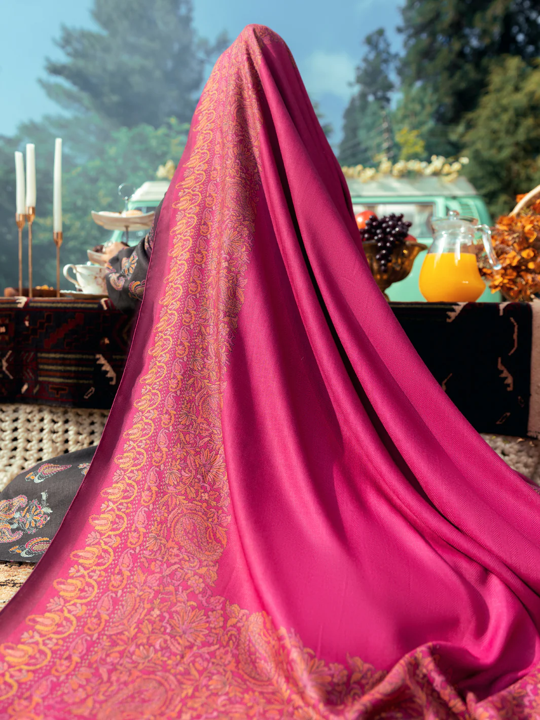 Purple Poly Pashmina Shawl - AWP-ST-620 - Image 2