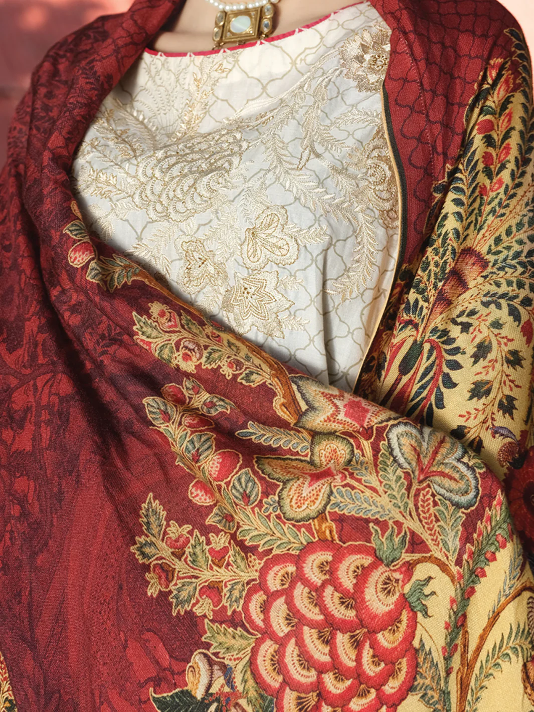 Beige Cambric 3 Piece Stitched - AWP-254 - Image 3