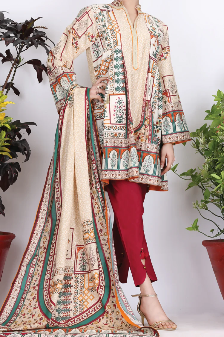 Beige Cambric 3 Piece Unstitched - ALP-754