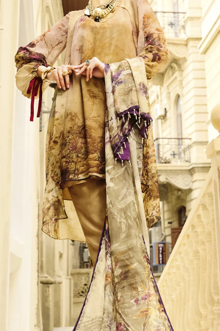 Beige Chiffon 3 Piece Stitched - ALP-688 - Image 2