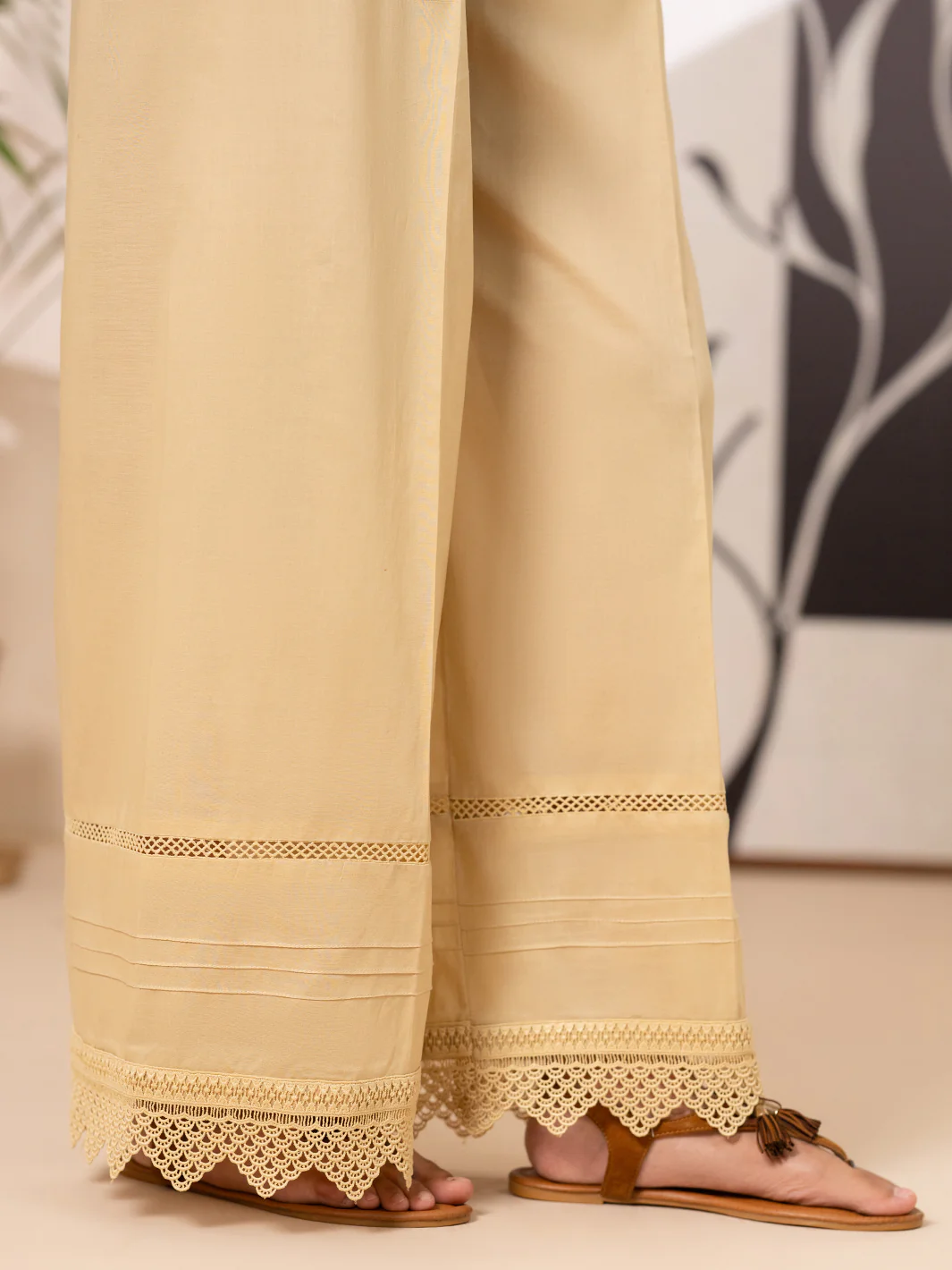 Beige Cotton Lawn Trouser - AL-T-844 - Image 2