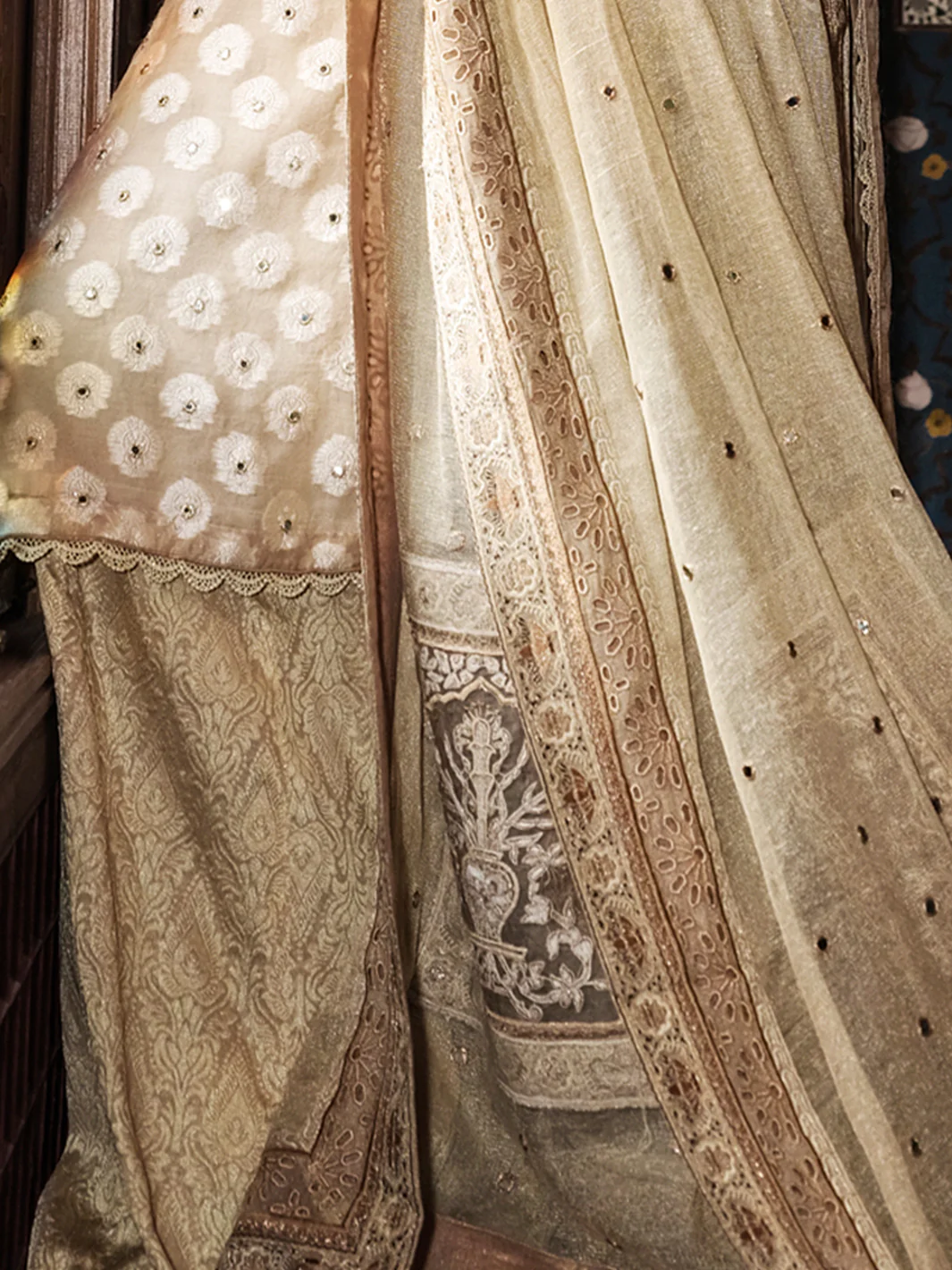 Beige Organza 3 Piece Formal Suit - LS-253 - Image 3