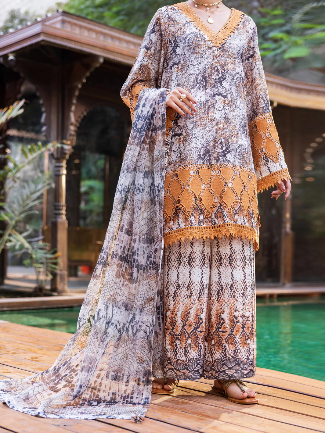 Beige Silk Lawn Stitched 3PC - ALP-SS-3PS-2649