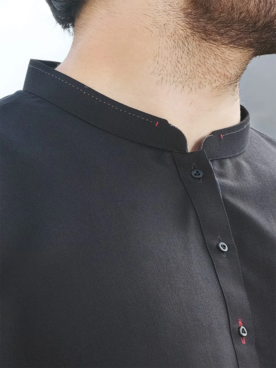Black Blended Kurta Pajama - AL-KS-2445 - Image 2
