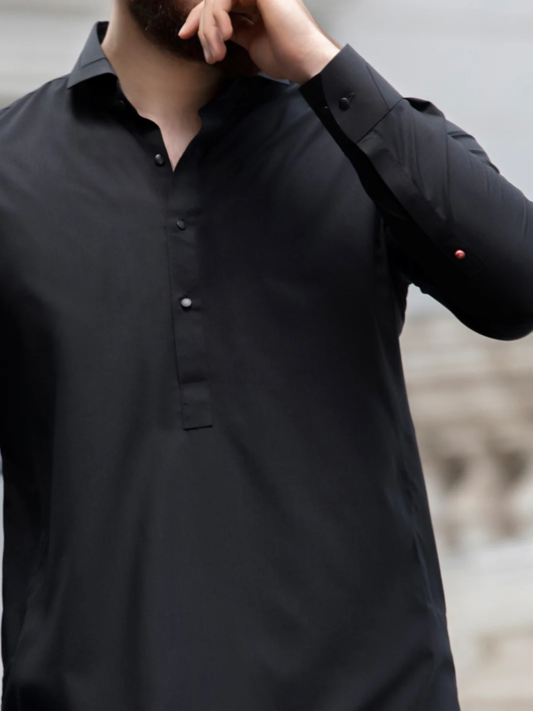 Black Blended Kameez Shalwar - ALWA-KS-145 - Image 2