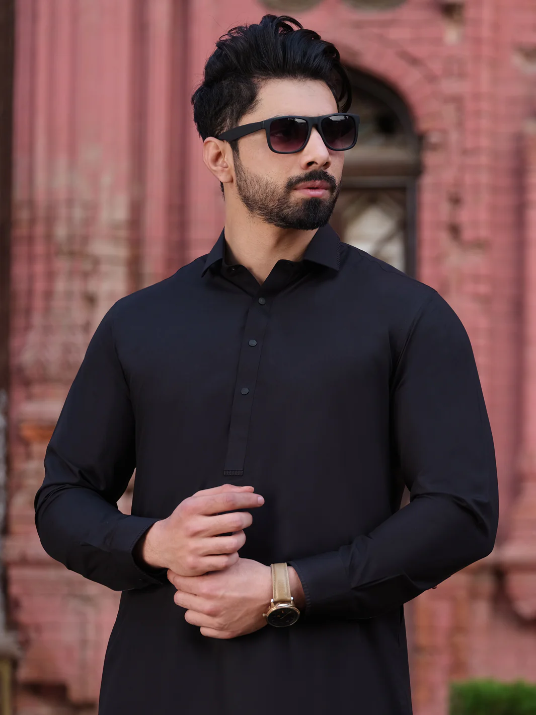 Black Blended Kameez Shalwar - ALWA-KS-185 - Image 2