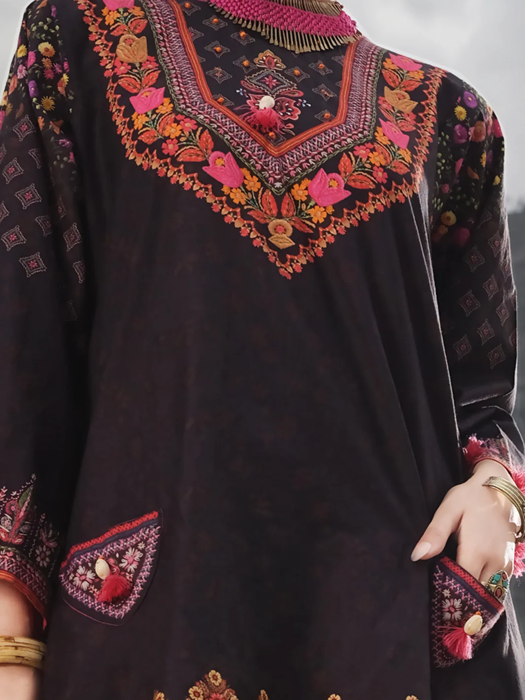 Black Cambric Tunic - LK-233 - Image 3