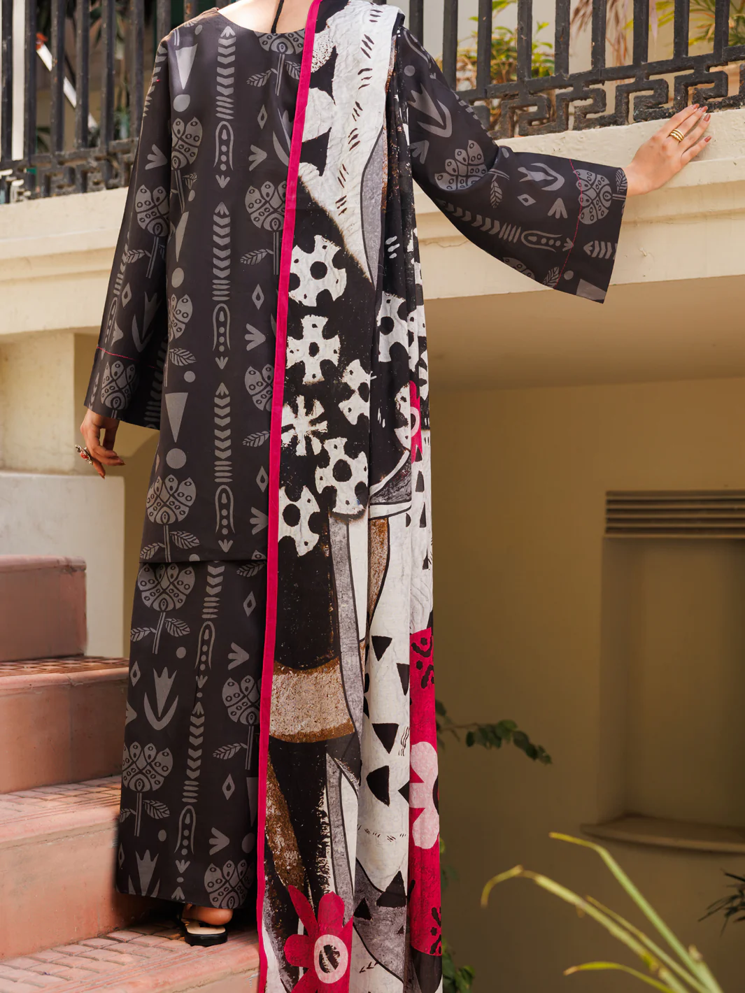 Black Cotton 3Pc Stitched - ALP-3PS-2817 - Image 2