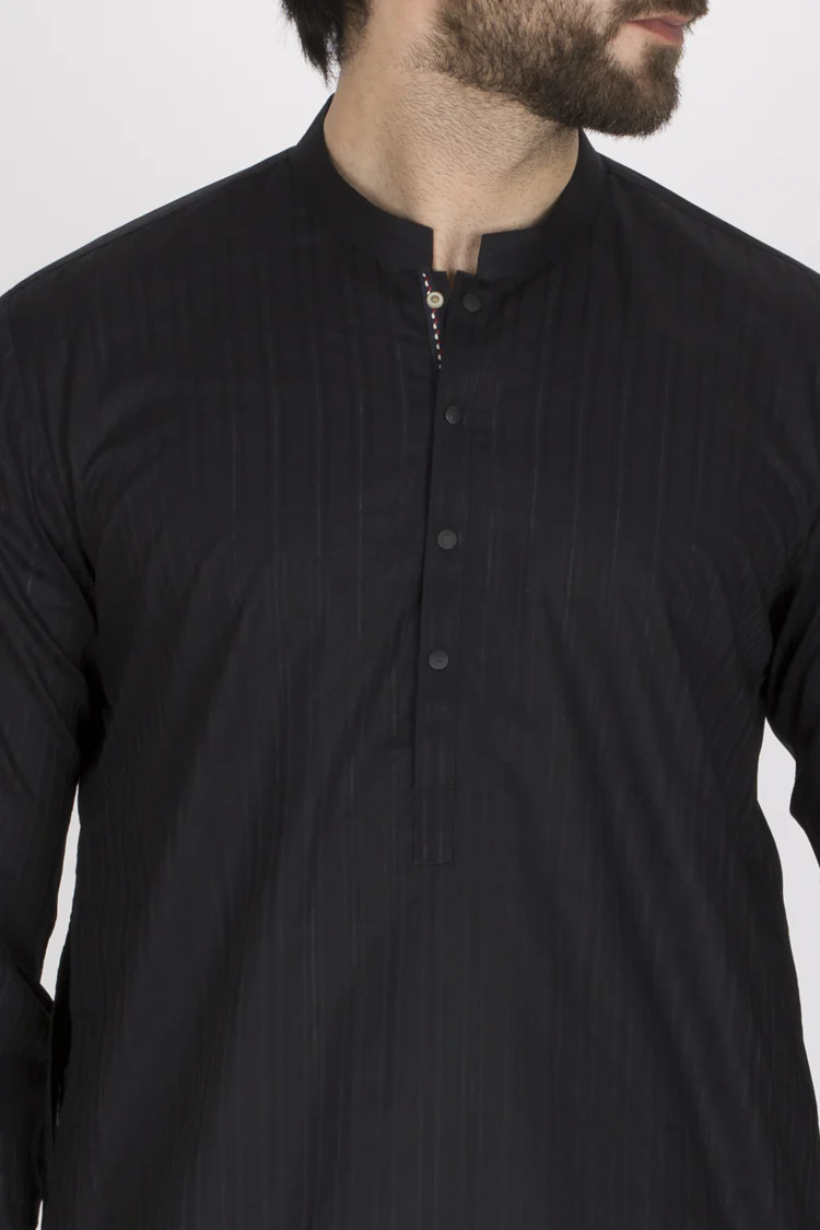 Black Cotton Kurta - AL-K-777 - Image 2