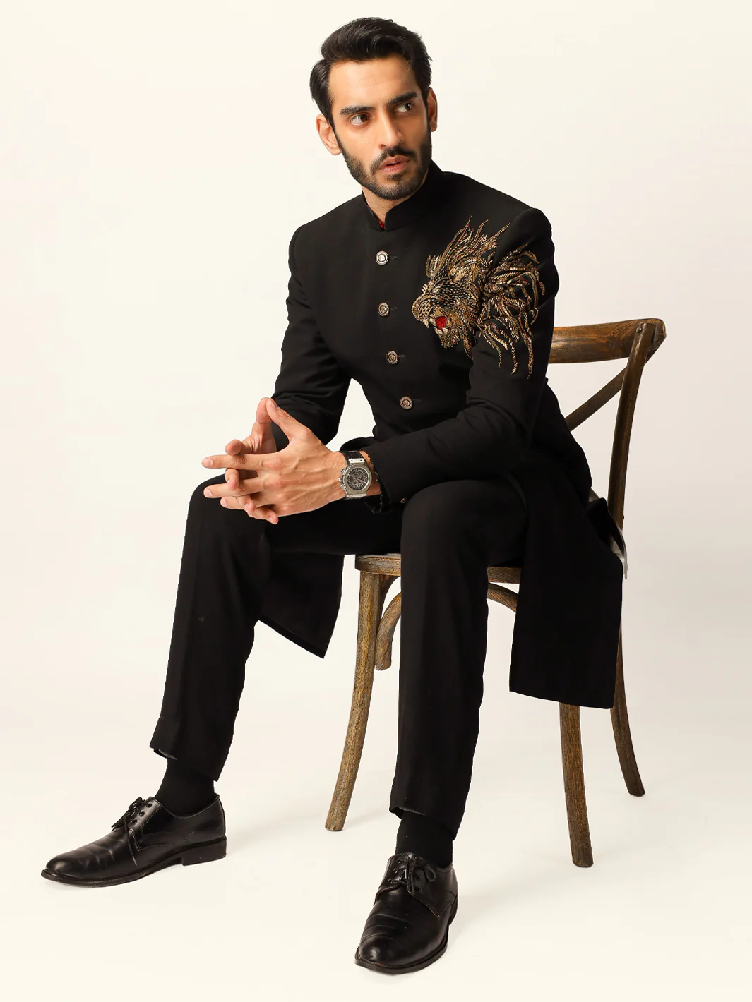 Black Formal Sherwani - AL-SW-171 - Image 7