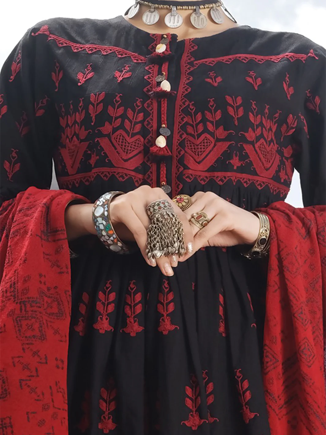 Black Khaddar 3 Piece Stitched - AWP-226 - Image 2