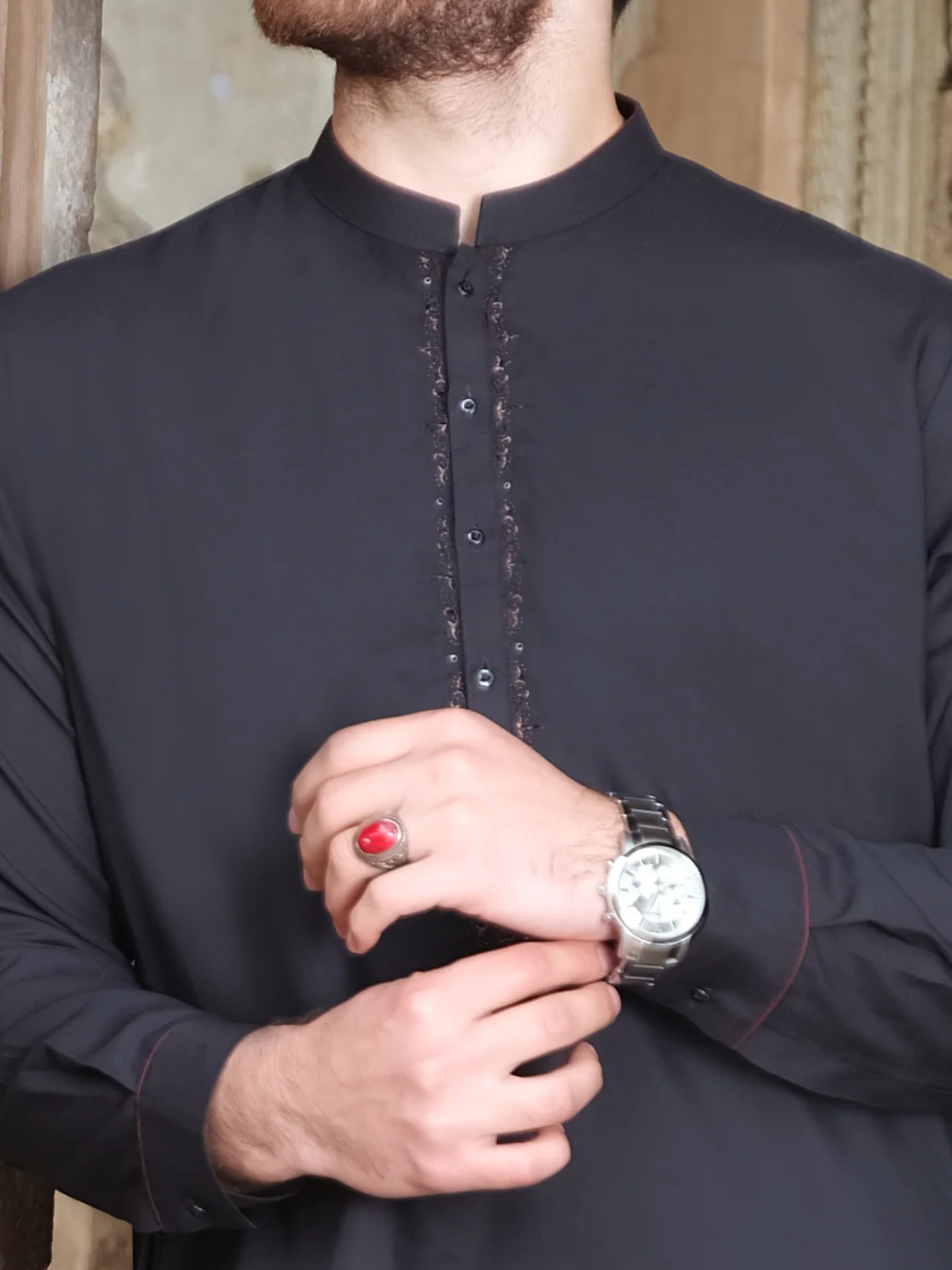 Black Kurta Shalwar - AL-KS-2462 - Image 2