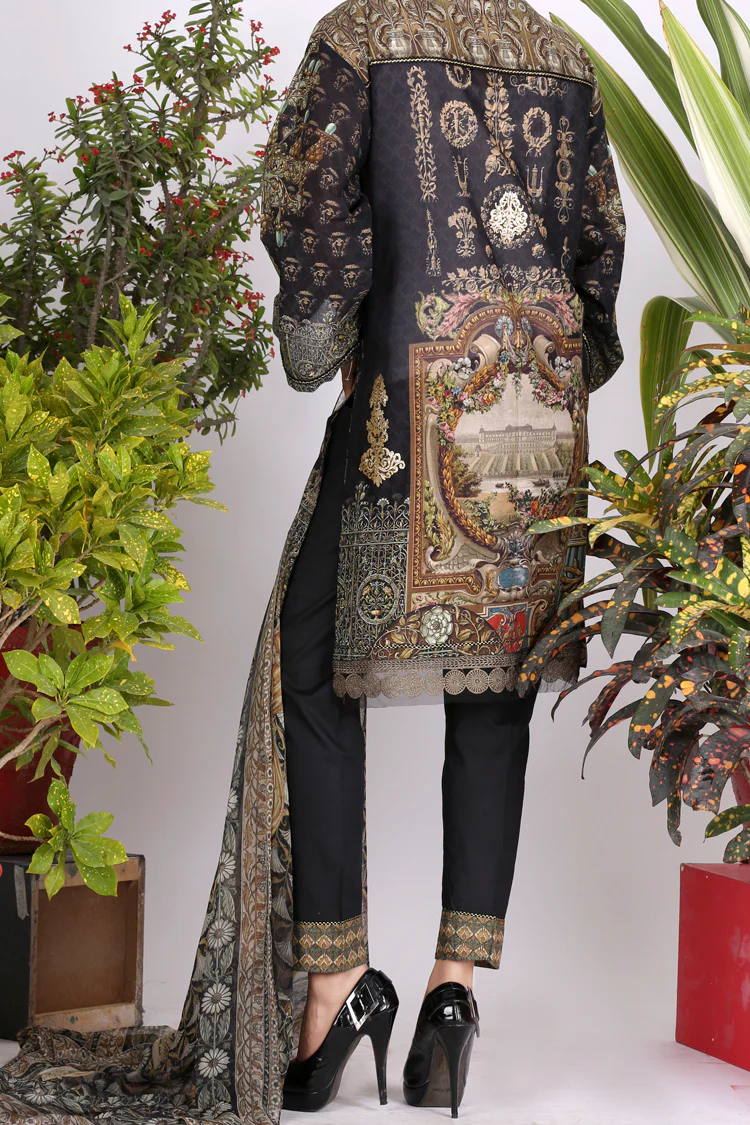 Black Lawn 3 Piece Stitched - ALP-715 - Image 3