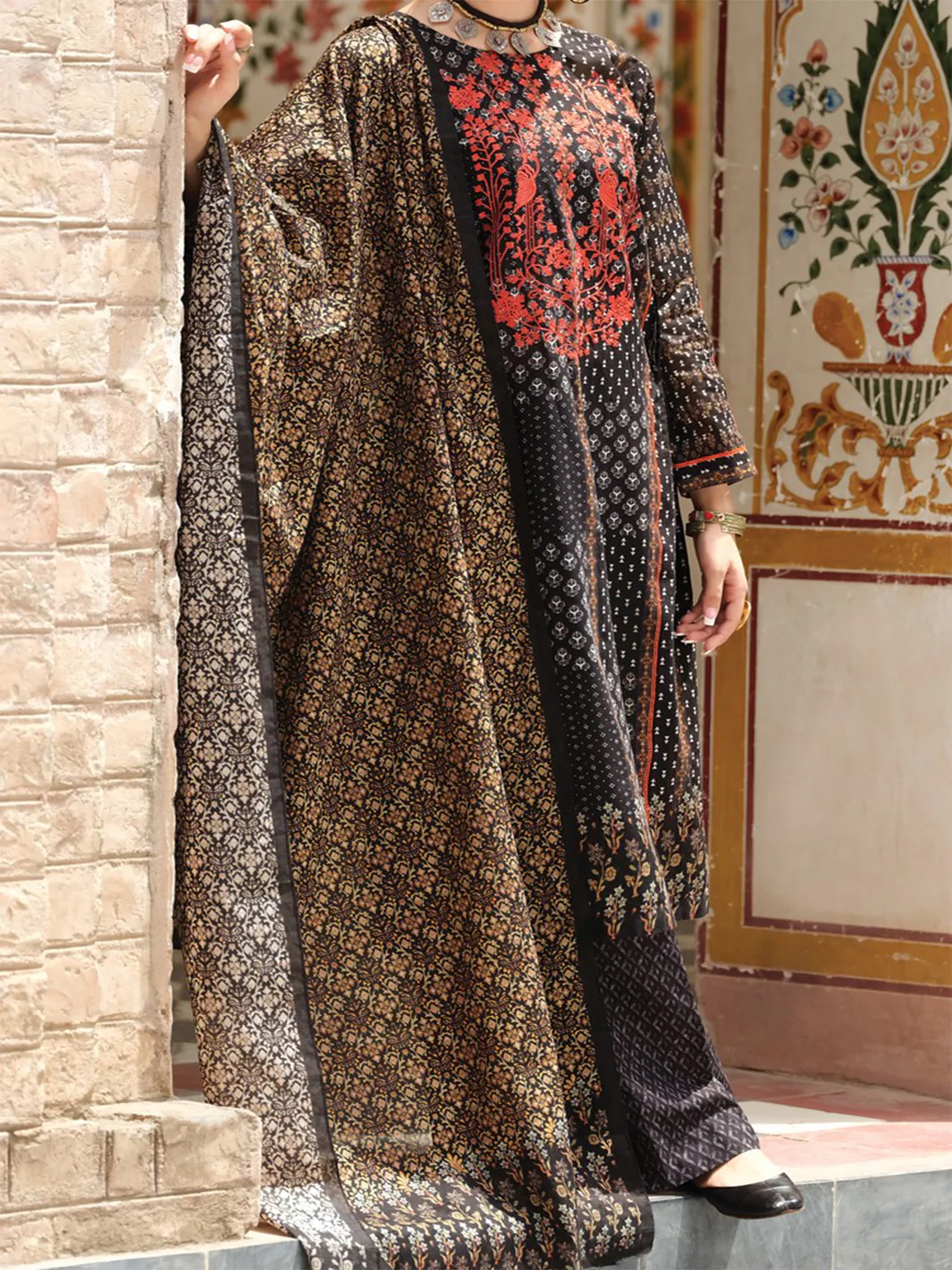 Black Lawn 3 Piece Stitched - ALP-748