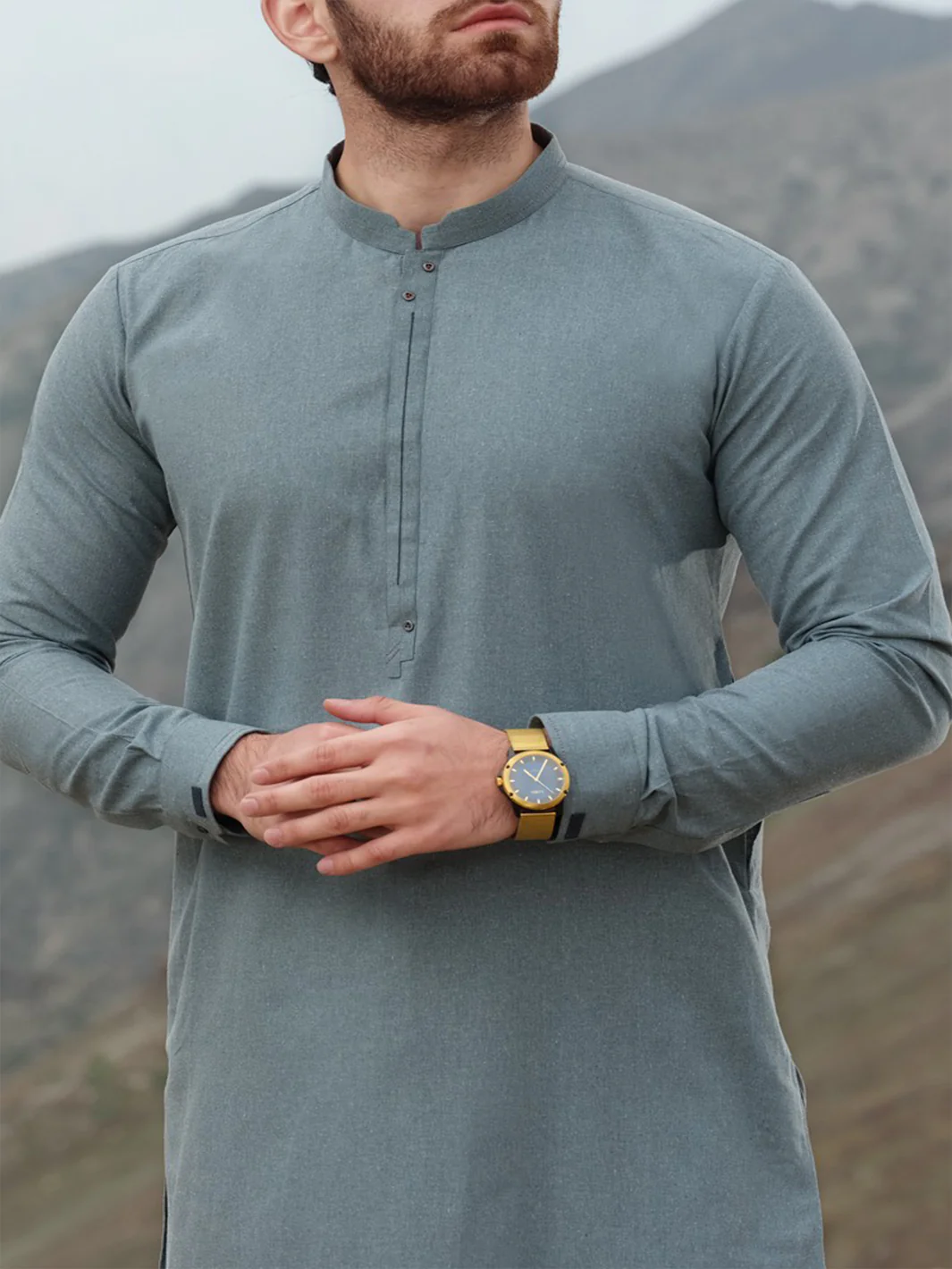 Blue Blended Kameez Shalwar - AL-KS-2460 - Image 2