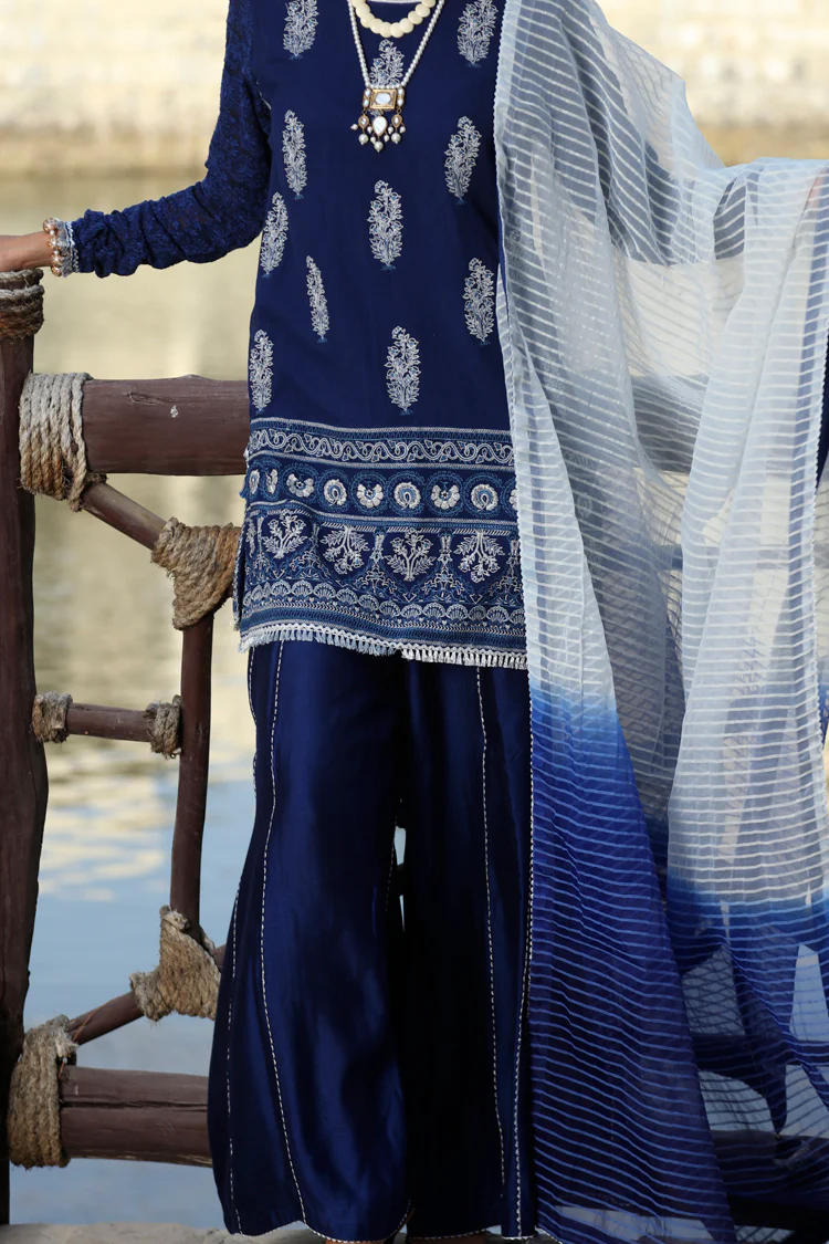 Blue Cotton 3 Piece Stitched - ALP-603 - Image 2