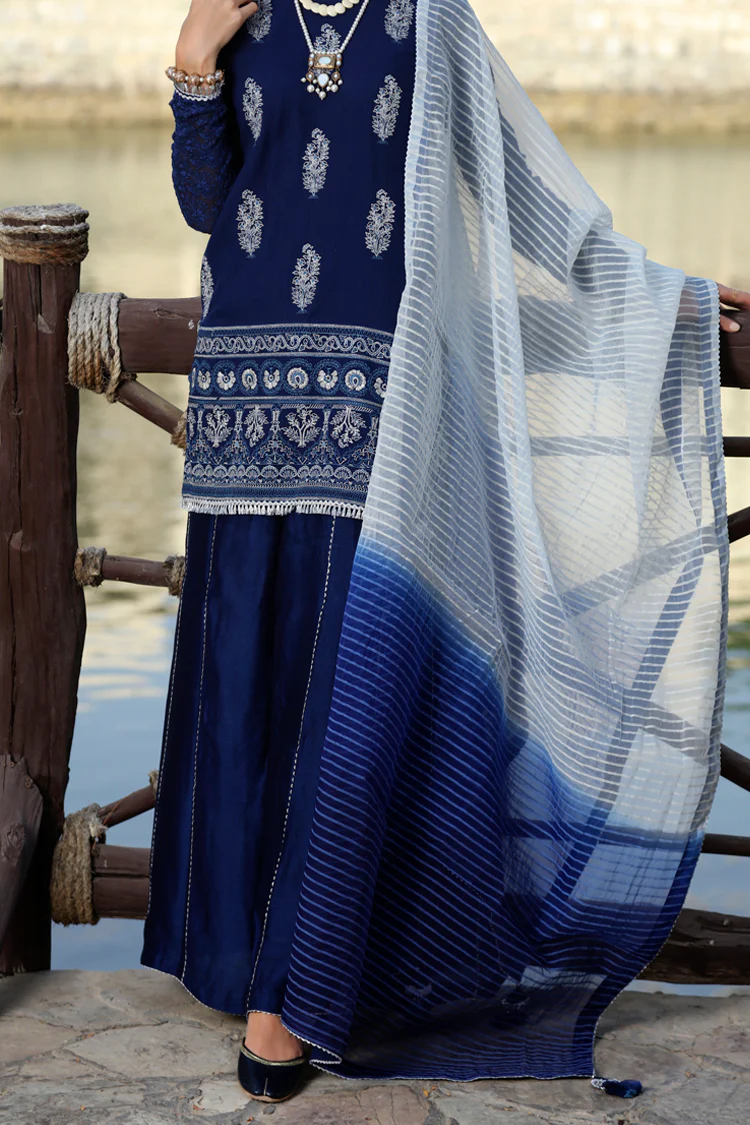 Blue Cotton 3 Piece Stitched - ALP-603 - Image 3