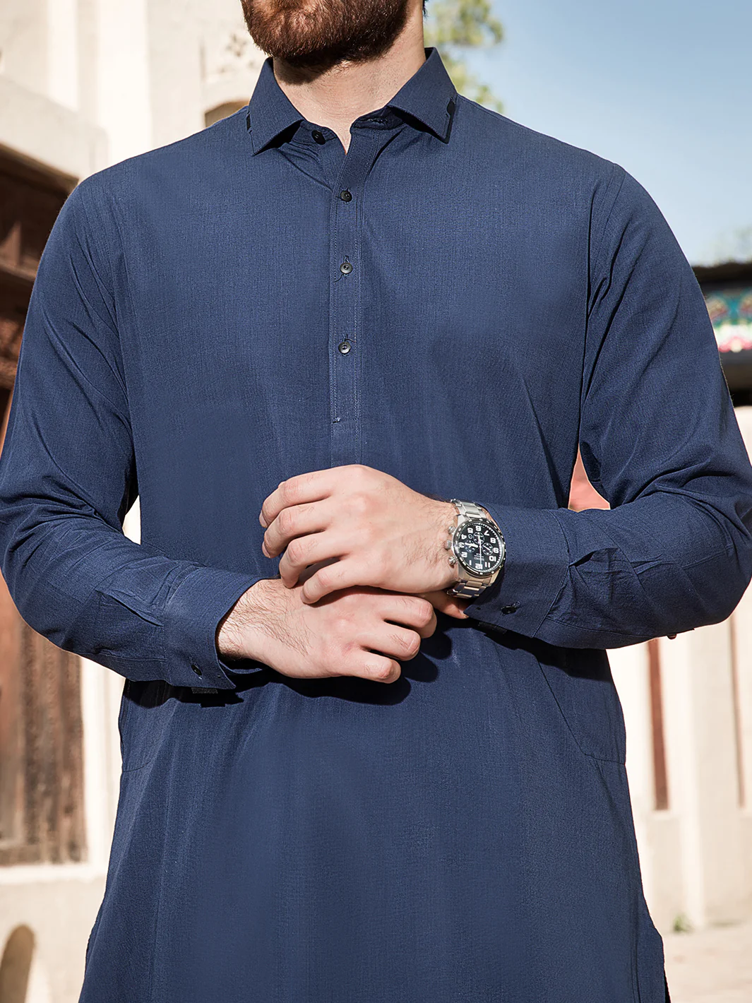 Blue Cotton Kameez Shalwar - ALWA-KS-149 - Image 3