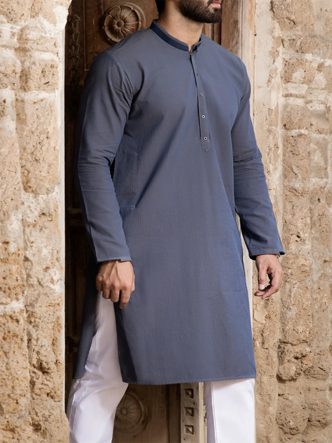 Blue Cotton Kurta - AL-K-760 - Image 2