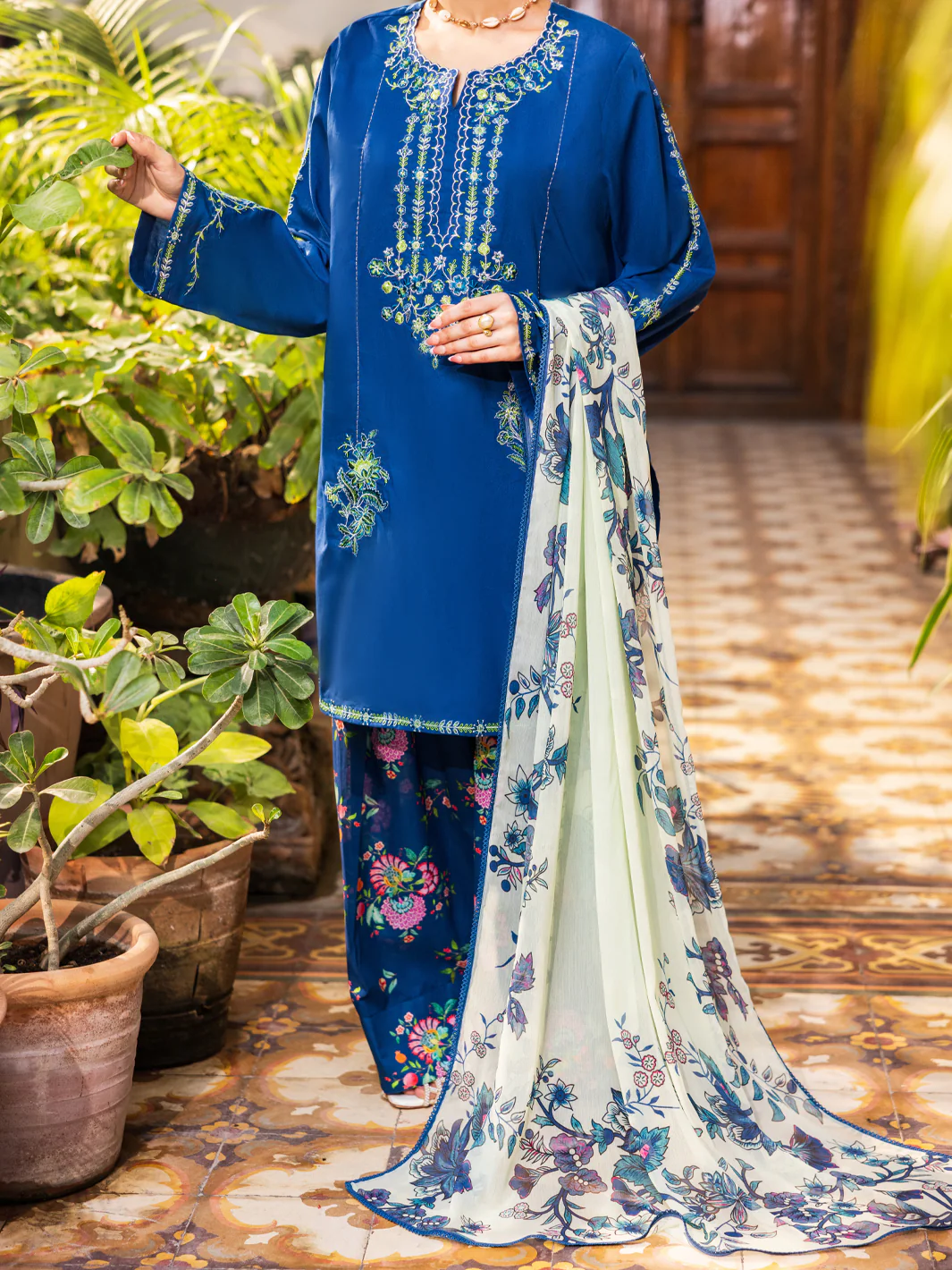Blue Cotton Stitched 3PC - ALP-3PS-2627