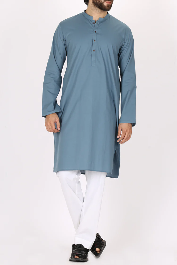 Blue Jacquard Kurta - AL-K-744