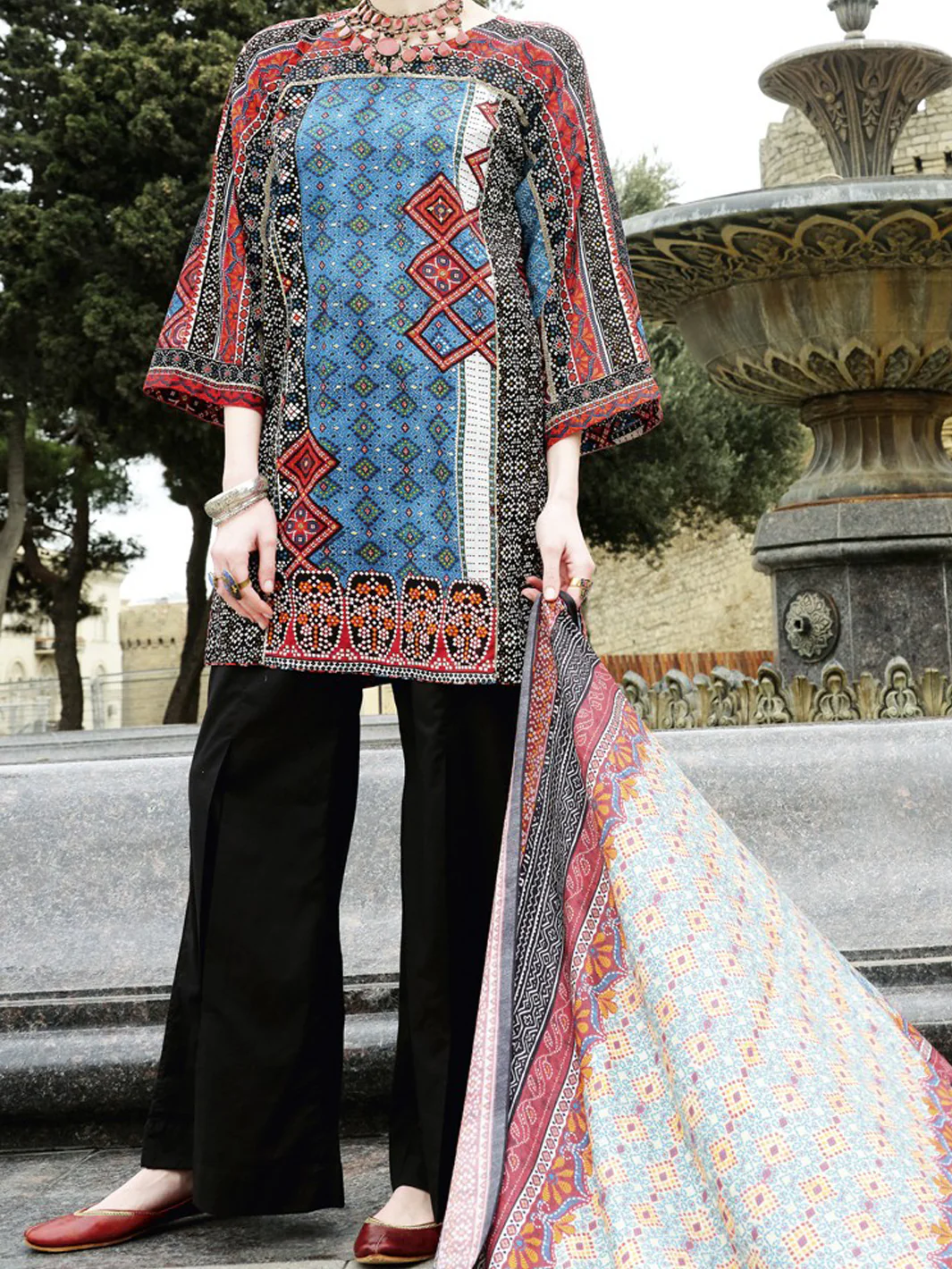 Blue Lawn 3 Piece Stitched - ALP-674