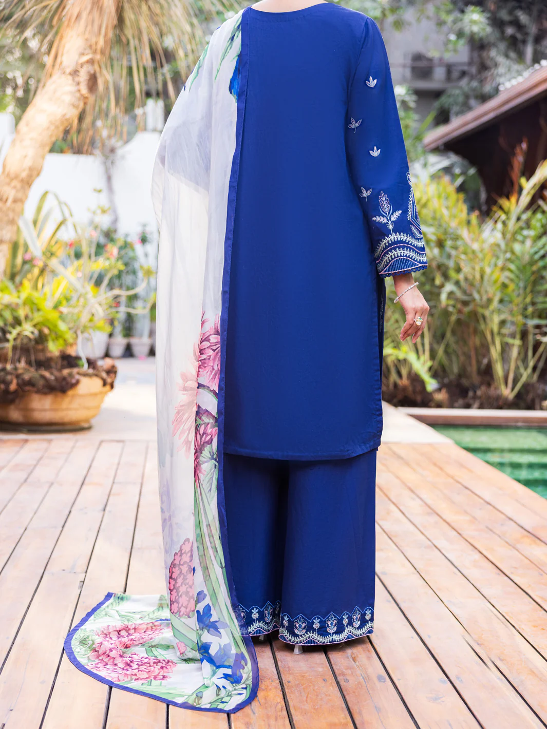 Blue Lawn Dyed Stitched 3PC - ALP-3PS-2626 - Image 2