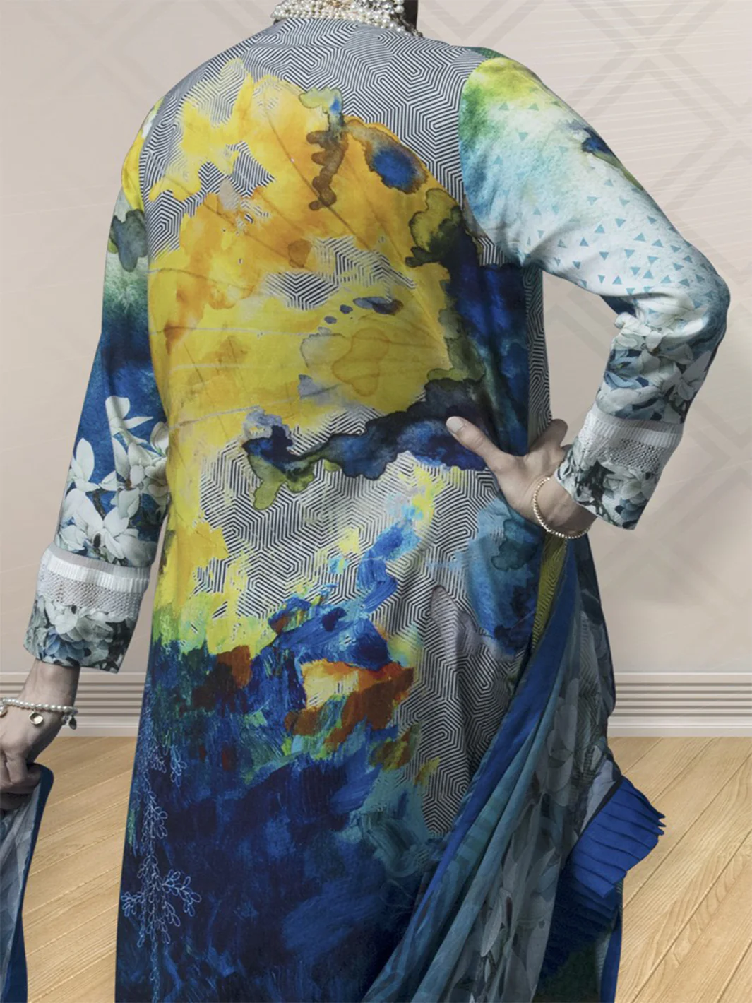 Blue Linen 3 Piece Stitched - AWP-172 - Image 2