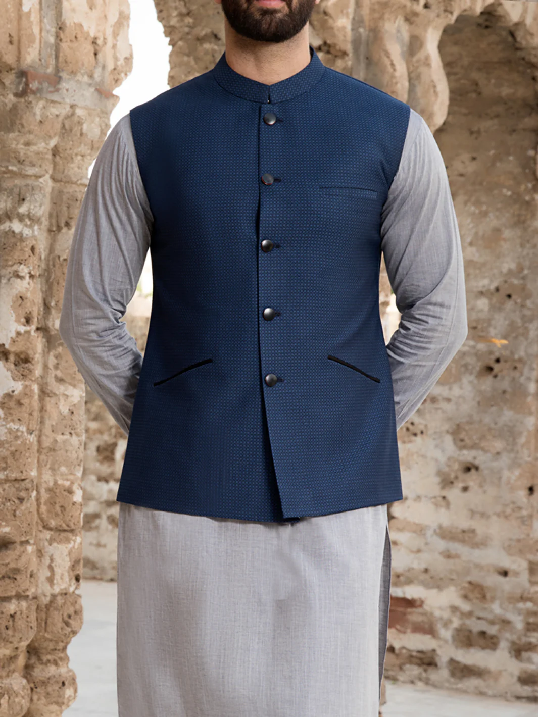 Blue Suiting Waistcoat - WC-263 - Image 2