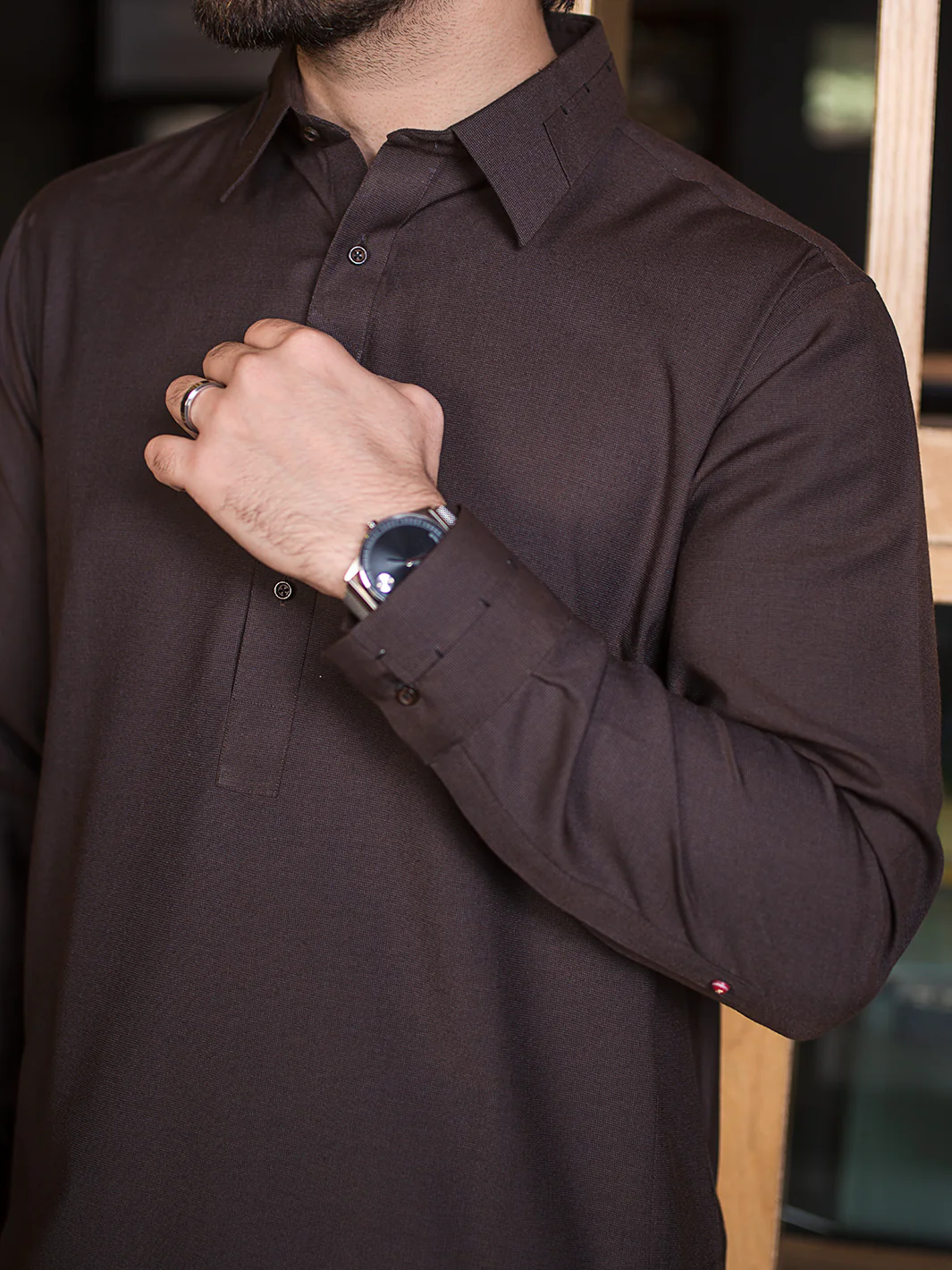 Brown Blended Kameez Shalwar - ALWA-KS-122 - Image 2