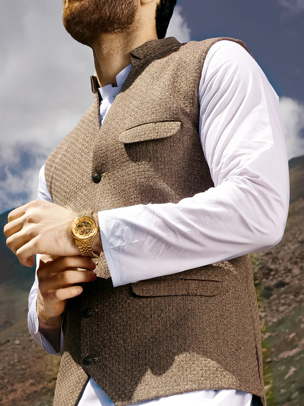 Brown Blended Waistcoat - WC-272 - Image 3