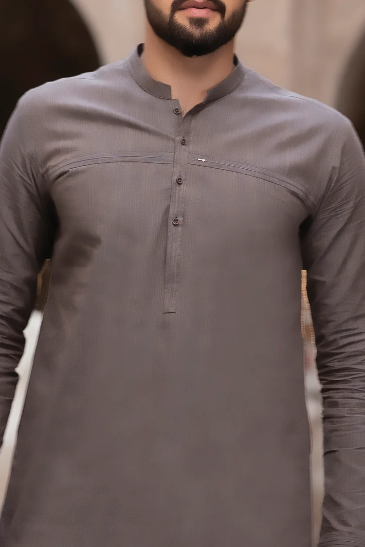 Brown Cotton Kurta - AL-K-747 - Image 2