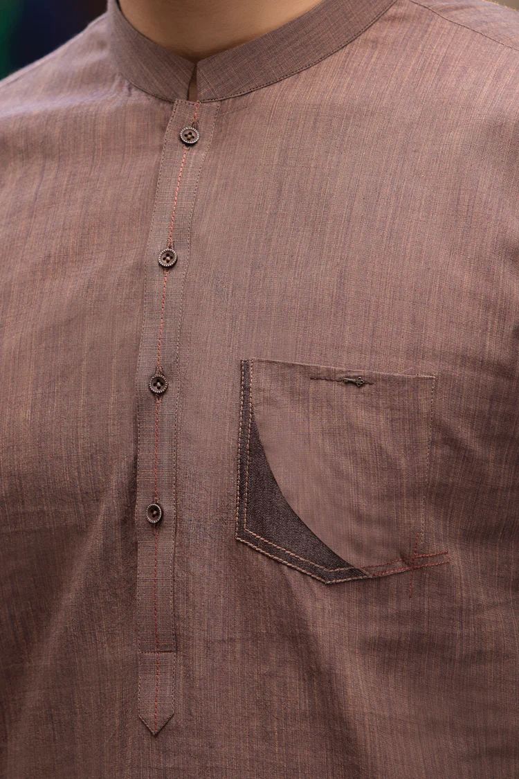 Brown Cotton Kurta - AL-K-751 - Image 2