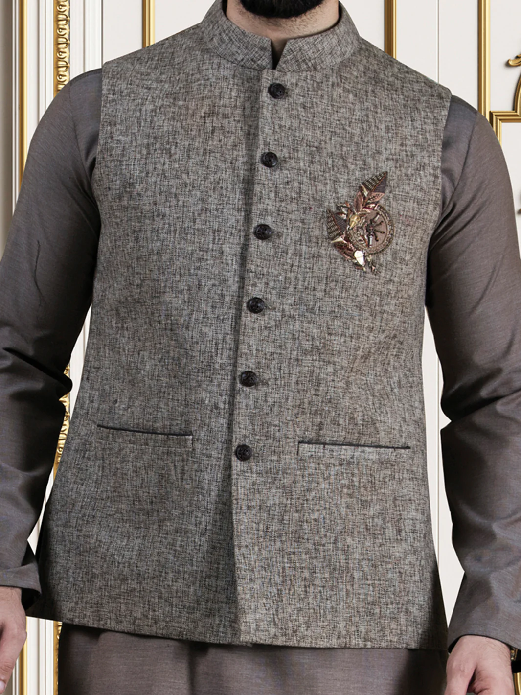 Brown Jute Waistcoat - WC-228 - Image 2