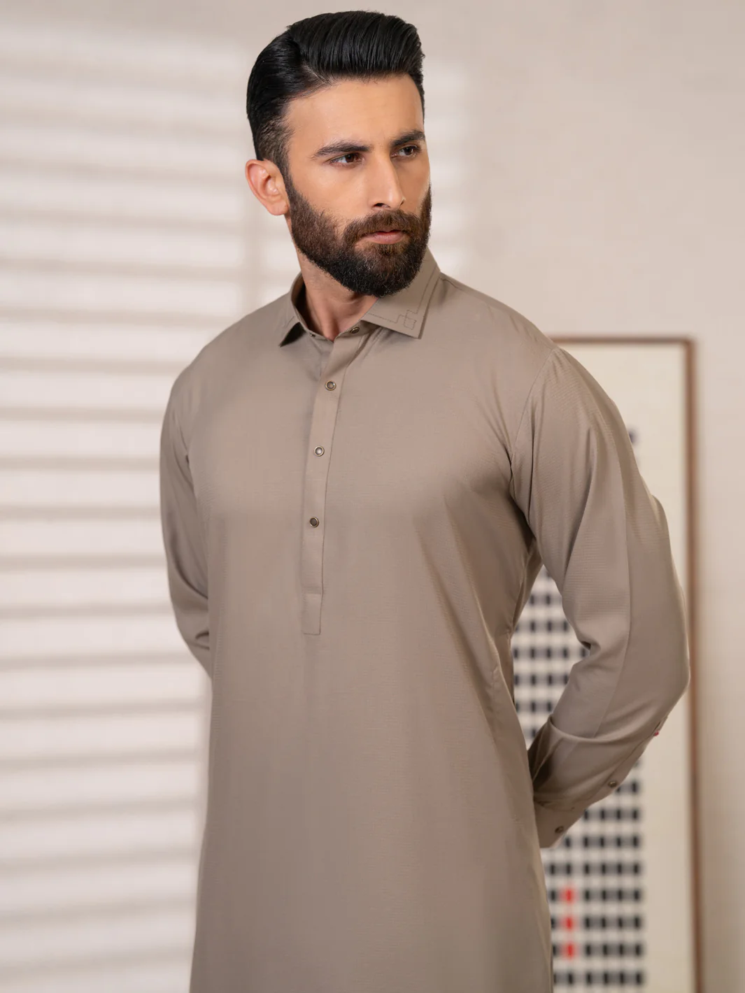 Brown Kameez Shalwar - ALWA-KS-641 - Image 2