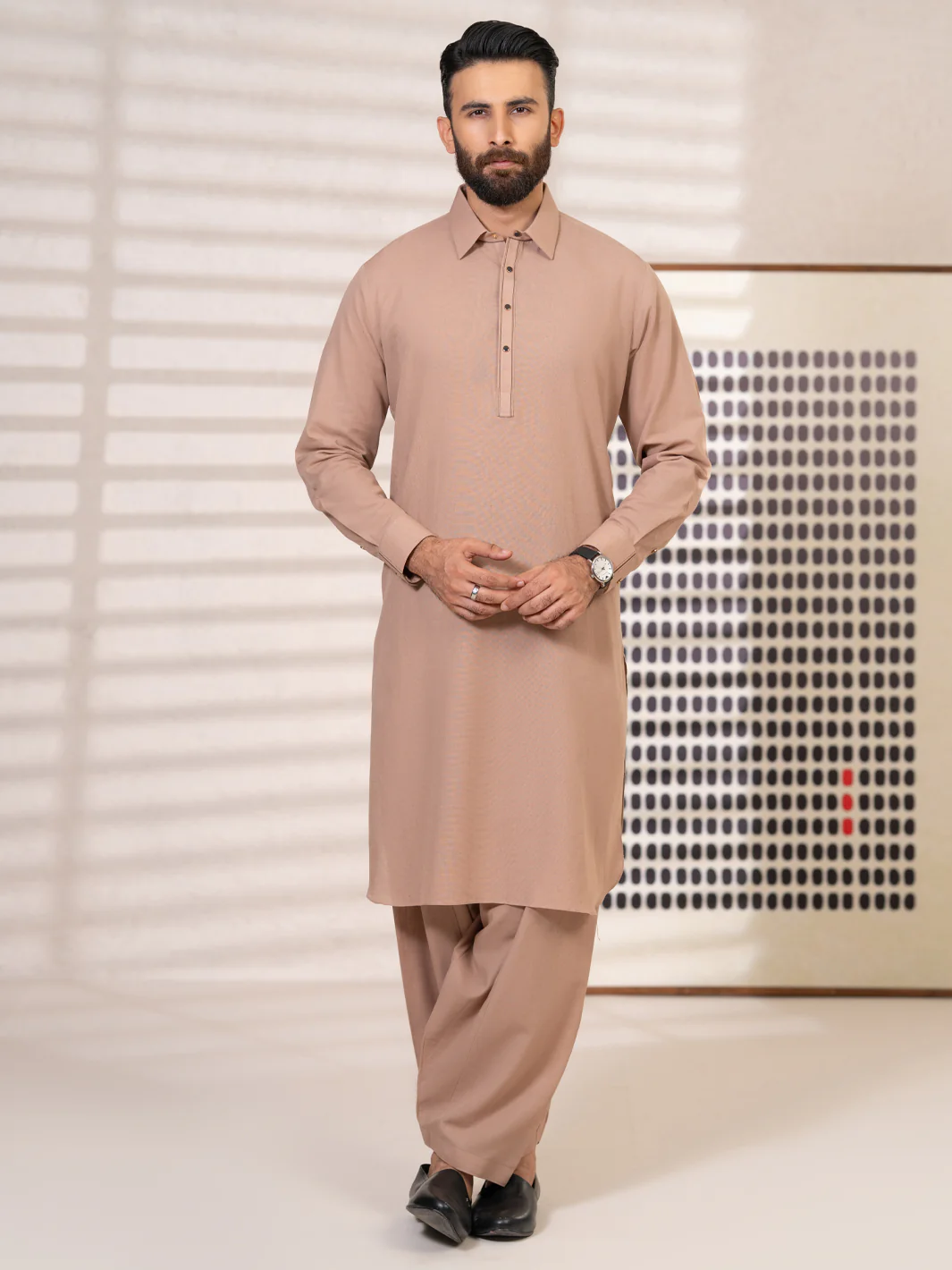 Brown Kameez Shalwar - ALWA-KS-650
