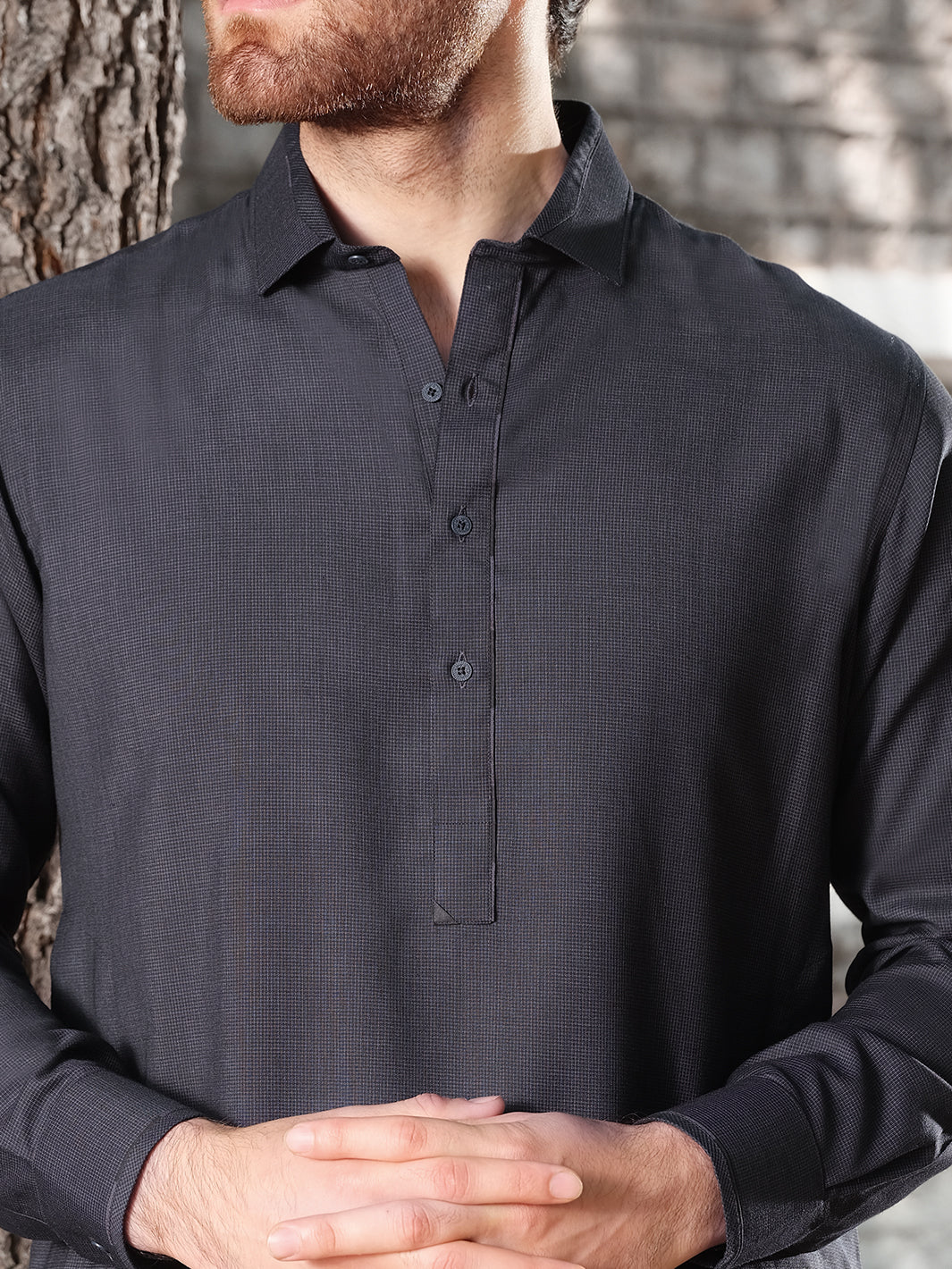 Charcoal Blended Kameez Shalwar - ALWA-KS-153 - Image 3