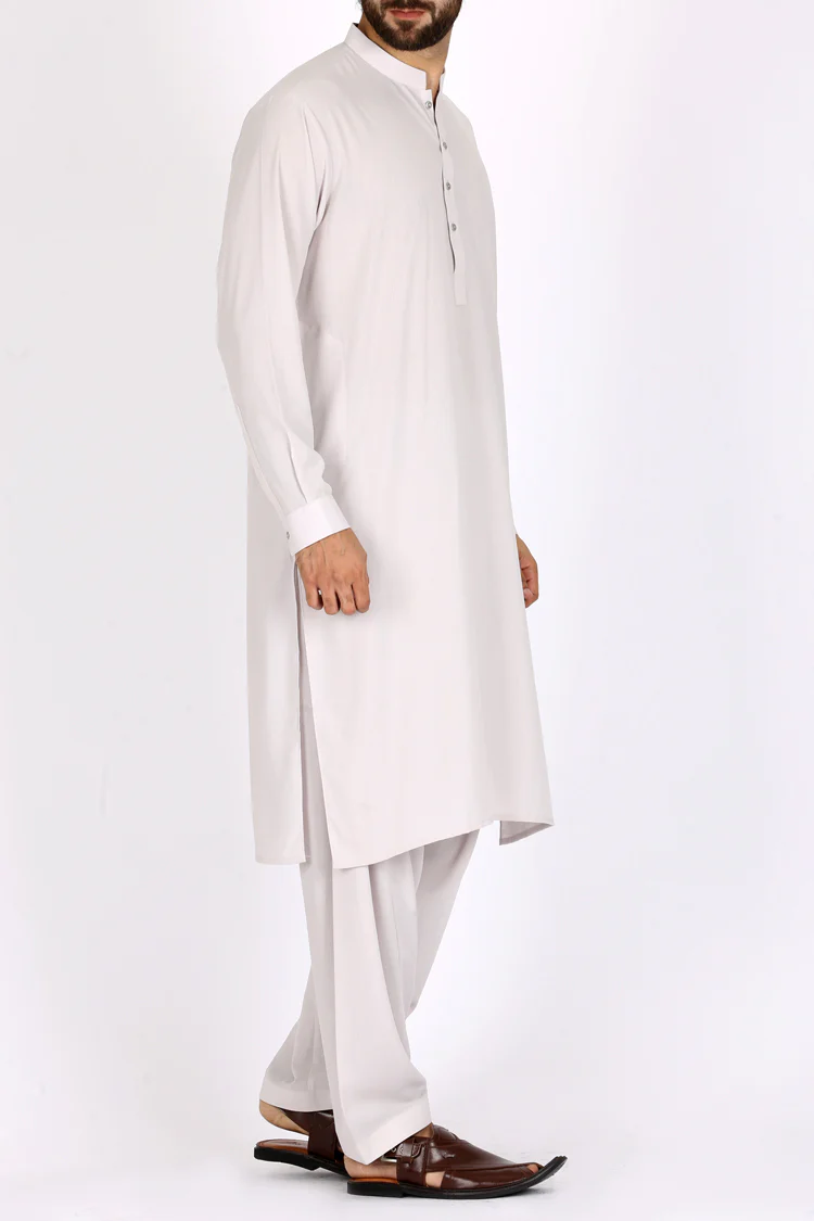 Cream Blended Kameez Shalwar - AL-KS-2365 - Image 4