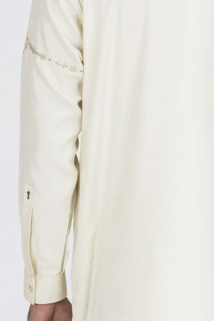 Cream Blended Kameez Shalwar - AL-KS-2468 - Image 3