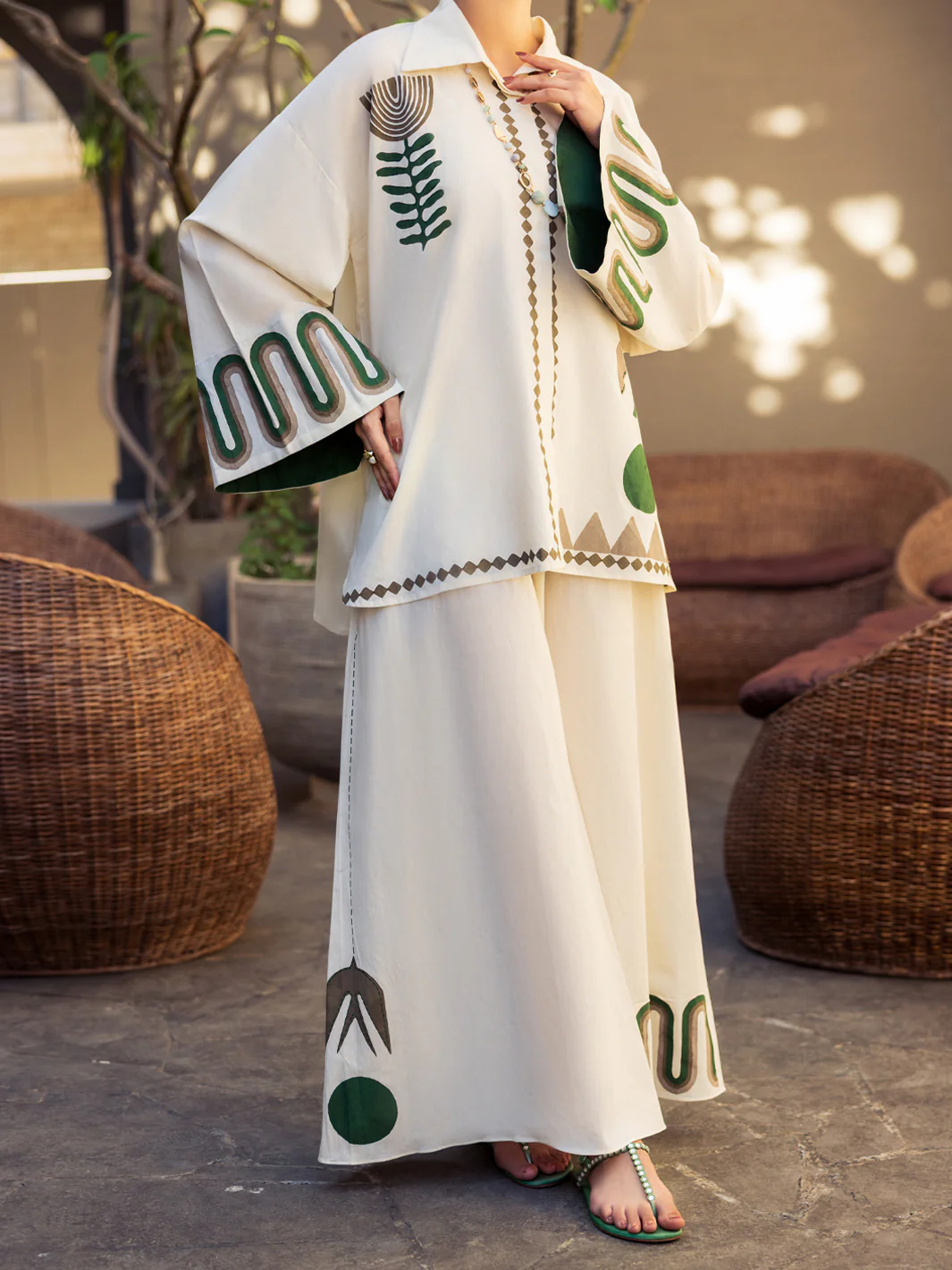 Cream Cambric Stitched 2PC - ALP-2PS-LKS-2795 - Image 4