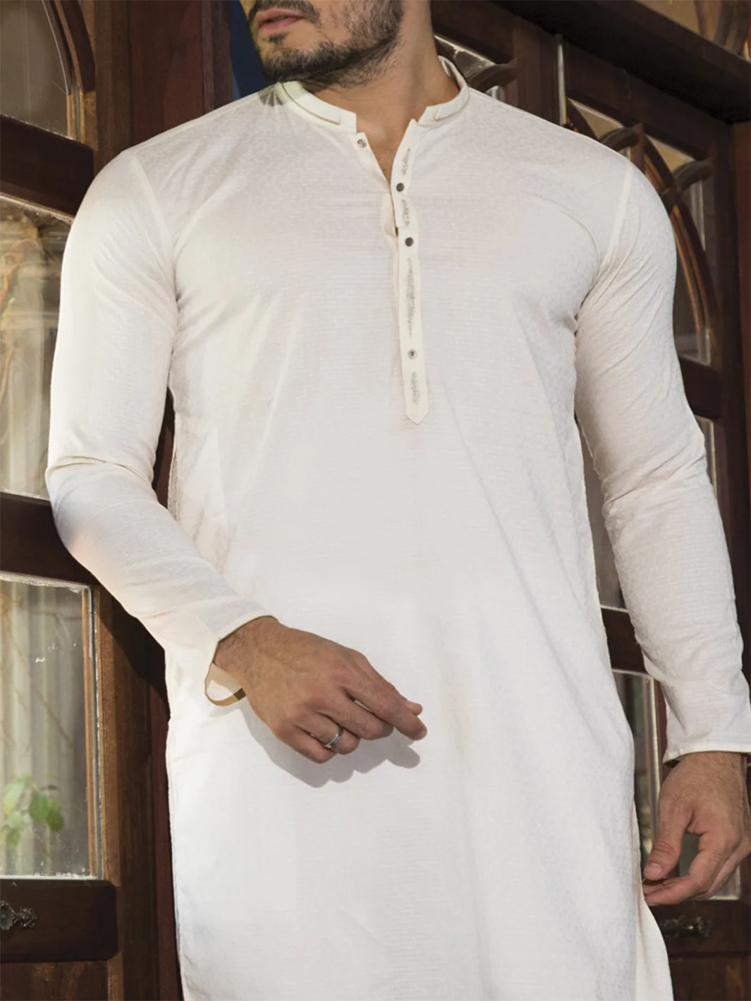 Creamy Yellow Blended Kurta - AL-K-664 - Image 3