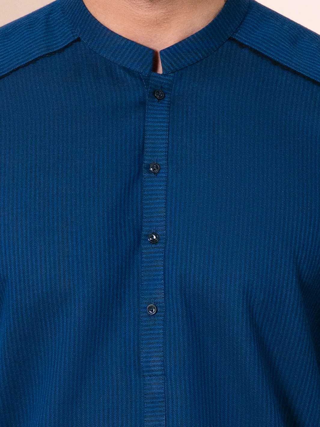 Dark Blue Cotton Men Kurta - AL-K-1312 - Image 3