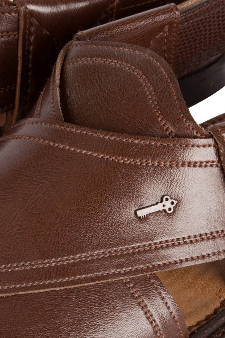 Dark Brown Leather Peshawari Chappal - MFW-HC-063 - Image 2