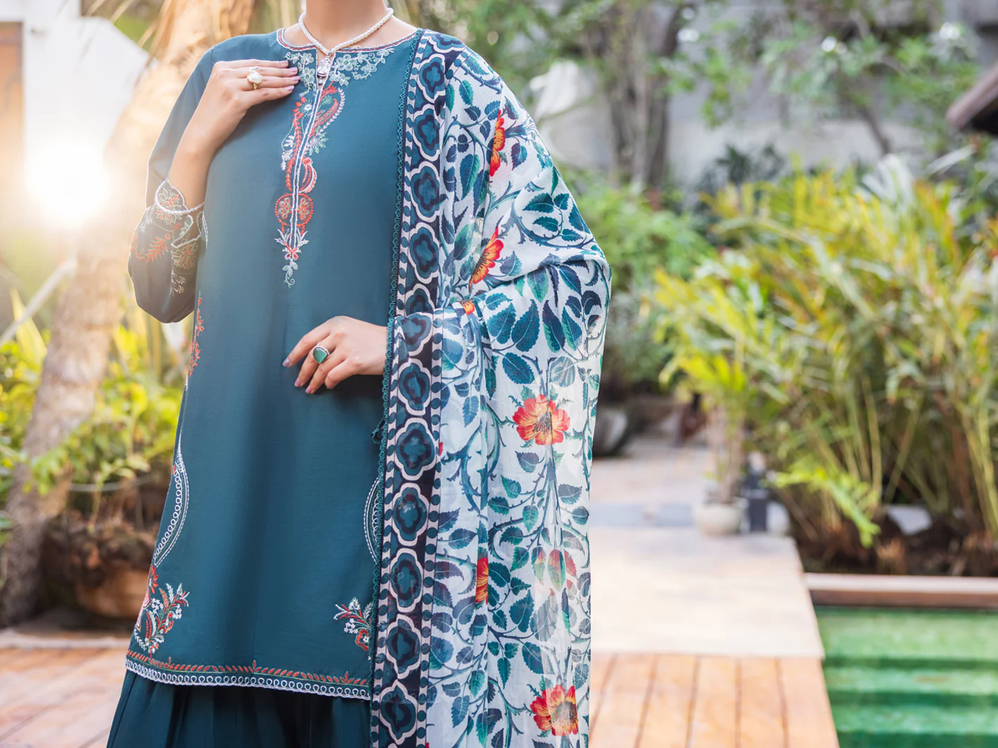 Dark Green Cotton Stitched 3PC - ALP-3PS-2624 - Image 5